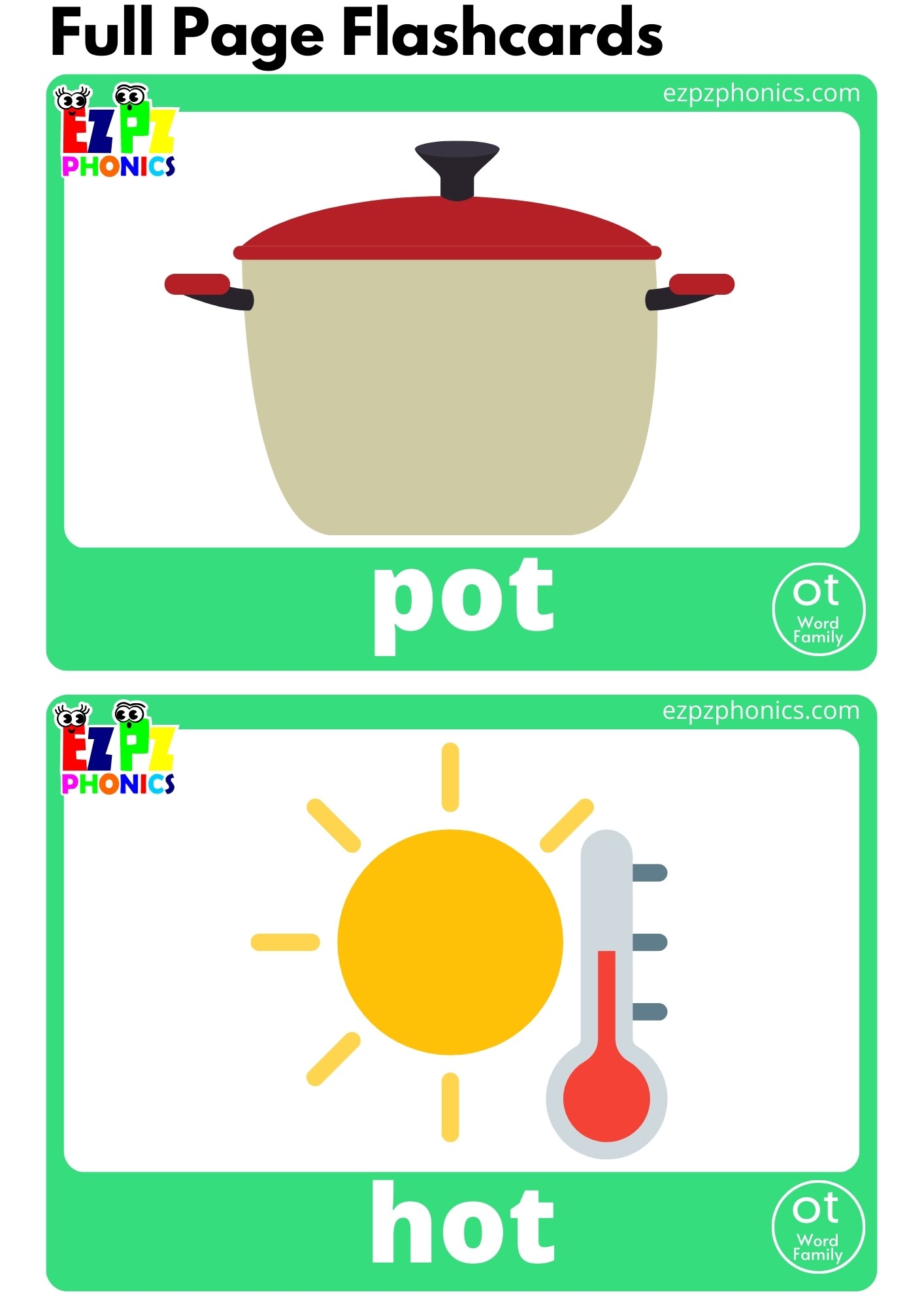 OT Word Family Flashcards With Words Phonics Letter Sounds Flashcards Free PDF Download or View Online for Kindergarten and ESL Students